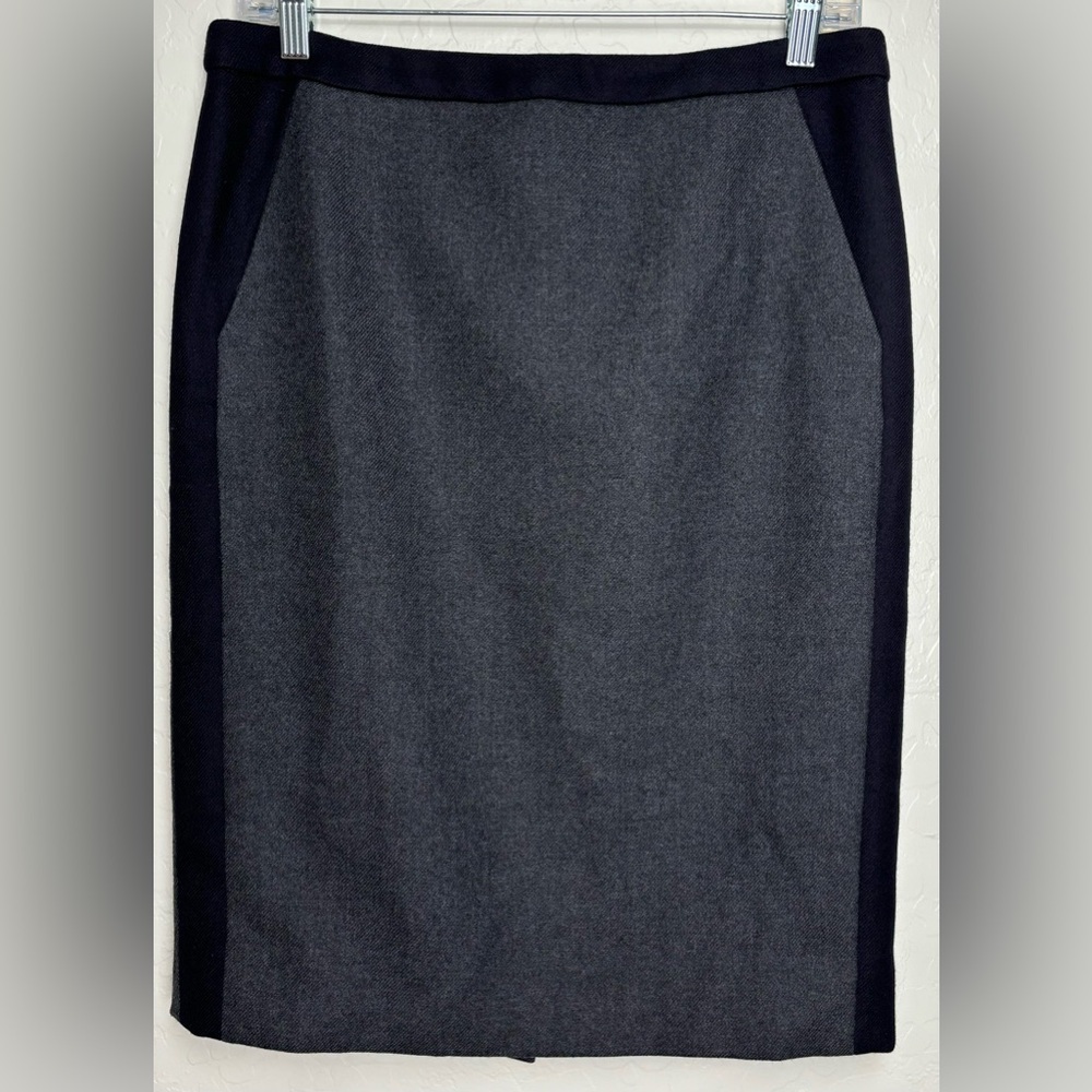 J.Crew No. 2 Pencil Skirt Colorblock Wool Gray Navy Blue Size 6 0719‎